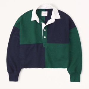 NEW A&F Rugby Polo - L, Navy Blue & Green
